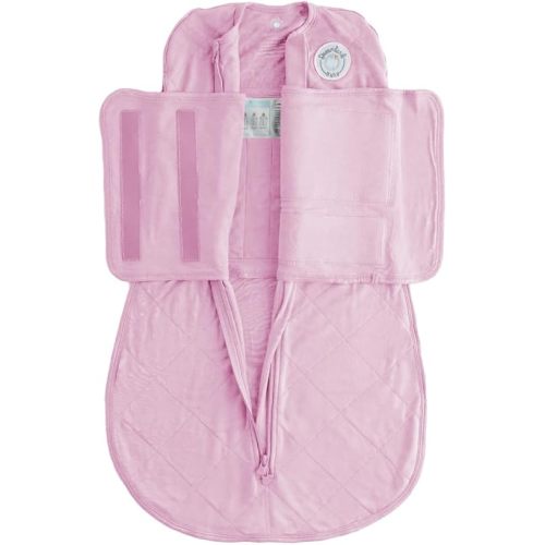 DREAMLAND BABY Bamboo Viscose Swaddle Sleep Sack (0-6 Months). Ultra Soft Swaddle Blanket w/Built in Band. 95% Viscose, 5% Spandex (Mauve)