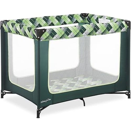 Dream On Me Zoom Portable Playard in Green, Lightweight, Packable and Easy Setup Baby Playard, Breathable Mesh Sides and Soft Fabric - Comes with a Removable Padded Mat
