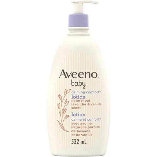 Aveeno Baby Calming Comfort Moisturizing Lotion with Relaxing Lavender & Vanilla Scents, Non-Greasy Baby Body Lotion, Natural Oatmeal & Dimethicone, Paraben- & Phthalate-Free, 532mL