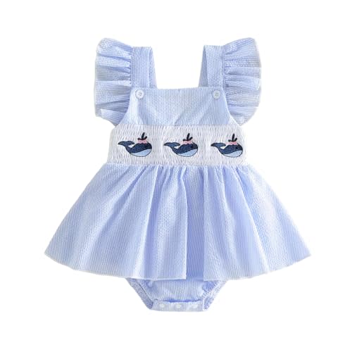 Amnnchya Baby Girl Summer Clothes Cute Bee Fly Sleeve Smocked Romper Dress Jumpsuit Newborn Infant Girls Spring Dresses