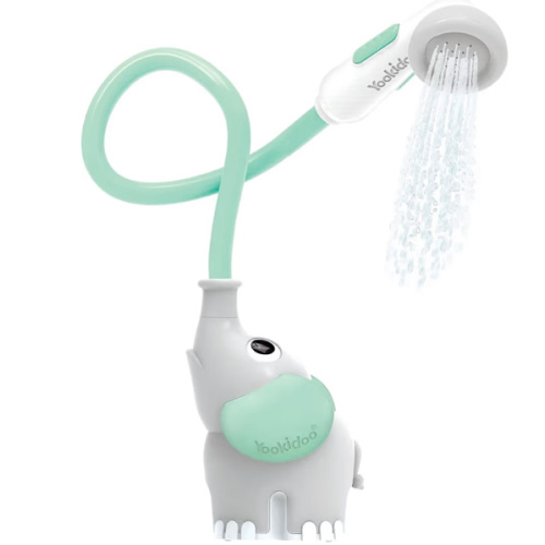 Yookidoo Baby Bath Shower Head - Elephant Bath Toy and Trunk Spout Rinser - for Newborn Babies in Tub Or Sink (Mint)