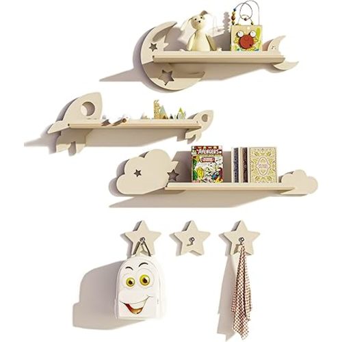 Nursery Book Shelves, Set of 3 Floating Shelves for Kids Room, Nursery Decor for Baby Room, Toddler Room Organizer, Kids and Baby Furniture, Playroom Decor