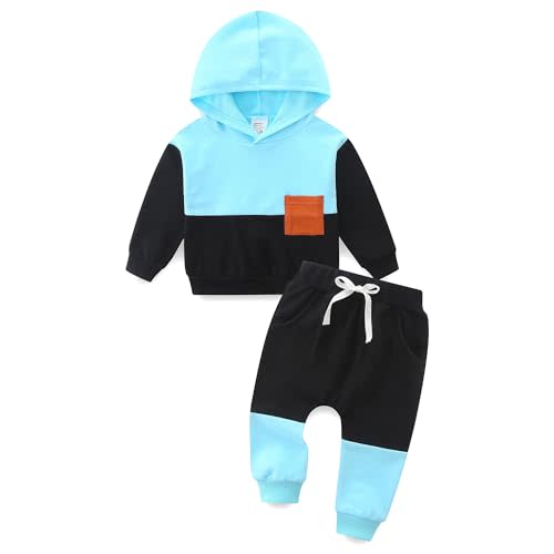 Baby Boy Outfits Short Long Sleeve Pants Clothes Set Spring Summer Hooded Patchwork Sweatshirt