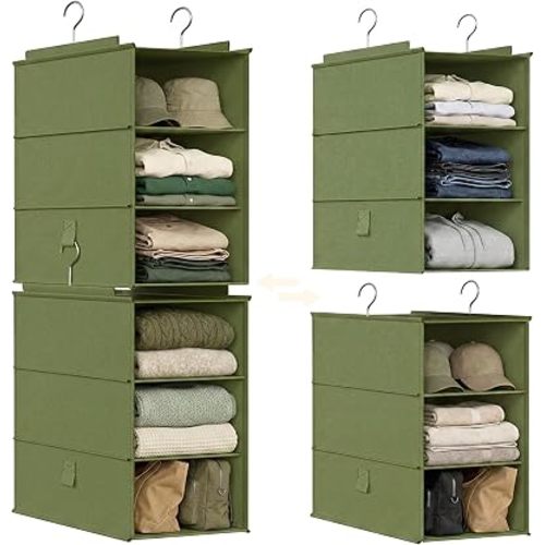 Extra Deep Hanging Closet Organizers and Storage, 2 Pack 3-Shelf