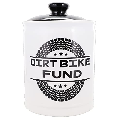 Gifts for Boyfriend, Men, Dad Gifts, Dirt Bike Fund Ceramic Piggy Bank, Candy Jar with Lid, Cool Desk Decor, Ideal for Home Decor, Car Accessories, Motorcycle & Electric Scooter Enthusiasts