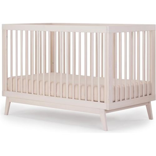 dadada Baby Soho 3 in 1 Convertible Wooden Crib to Toddler Bed - Made in Italy, GREENGUARD Gold Certified, Baby-Safe Finish, Sustainable Beech Wood, Modern Design, 3 Adjustable Heights (Natural Wash)