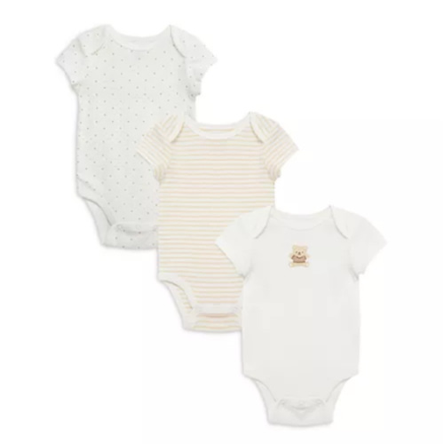 Unisex Gentle Bear Bodysuit, Pack of 3 - Baby