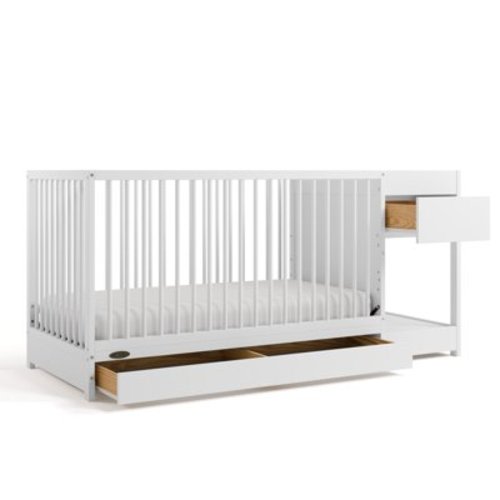 Graco Teddi 5-in-1 Convertible Crib and Changer with Drawer, White