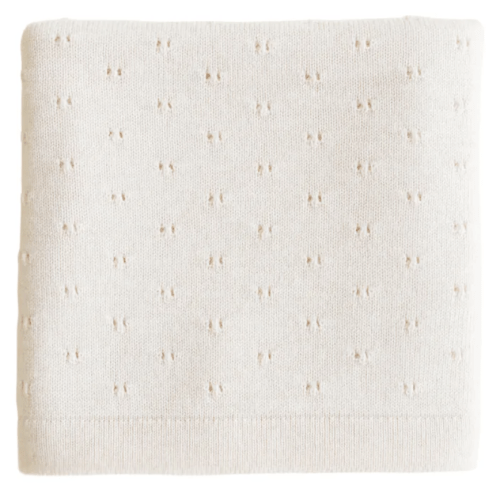 Hvid - Bibi Pointelle Merino Wool Blanket - Cream | Smallable