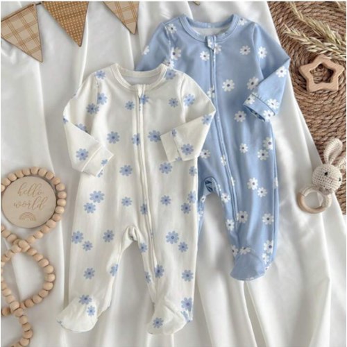 Loomiva Newborn Baby Girl 2pcs Set: Floral Print Soft Knit Crew Neck Long Sleeve Bodysuit And Pants Newborn Clothes Cotton Natural Baby Clothes Newborn Graphic Fall Winter | SHEIN USA