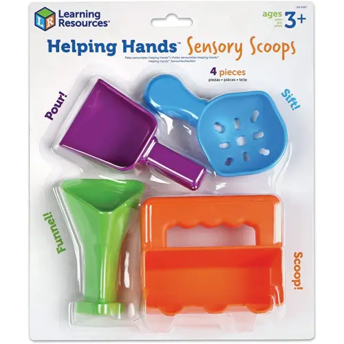 Learning Resources Helping Hands Sensory Scoops, 4 Pieces, Ages 3+, fine Motor Skills Toys for Children, Toddlers bin, Tool Set