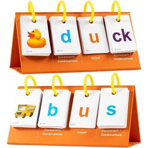 Phonics Flash Cards Learn to Read CVC Word Builder Games, Sight Words Games for Kindergarten Classroom Supplies, Preschool Phonics Learning Activity, Special Education Speech Therapy Toys