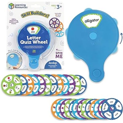 Learning Resources Skill Builders! Letter Quiz Wheel, Alphabet Flash Cards, Reading Games, Sight Words Flash Cards Kindergarten, Ages3+, 28 Pieces