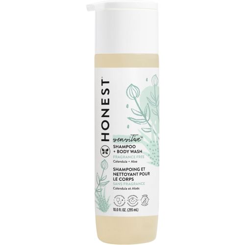 The Honest Company 2-in-1 Cleansing Shampoo + Body Wash | Gentle for Baby | Naturally Derived, Tear-free, Hypoallergenic | Fragrance Free Sensitive, 10 fl oz