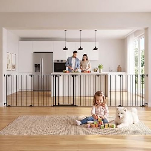 Mumeasy 150" Extra Wide Baby Gate, Play Yard Long Dog Gate for Doorways