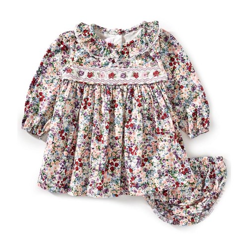 Bonnie Jean Baby Girls Long Sleeve Ditsy-Floral Fit-And-Flare Dress