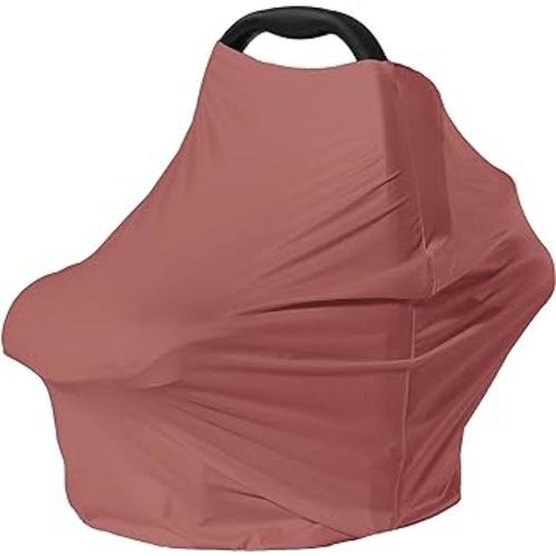 Car Seat Cover Baby for Nursing, Baby Breastfeeding Cover Carseat Canopy Covers, Solid Color Multi-use Nursing Cover for Babies (Bronze red)