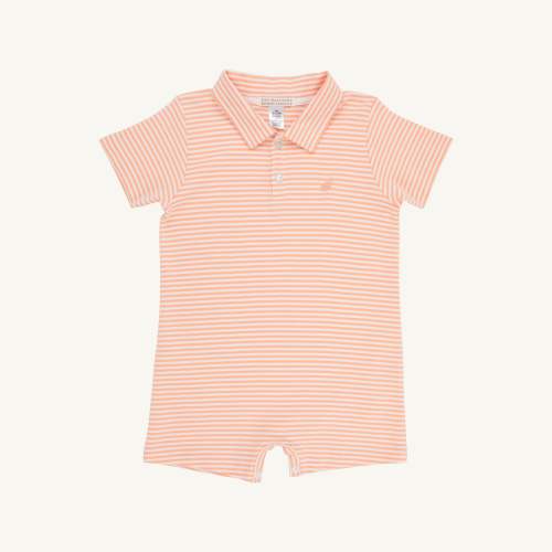 Sir Proper's Romper - Seashore Sherbet Stripe with Multicolor Stork