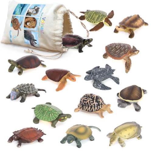 Volnau Mini Sea Turtle Figures 14PCS Animal Toys Figurines for Kindergarten Ocean Creature Cake Topper
