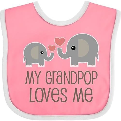inktastic My Grandpop Loves Me Elephant Baby Bib