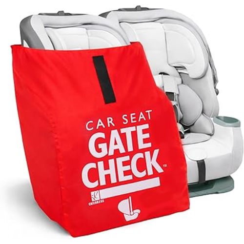 J.L. Childress Gate Check Bag for Car Seats - Travel Bag for Airplane, Fits All Baby & Infant Car Seats, Airport Accessories for Gate Check, Flying Essentials, AirTag Compatible - Red