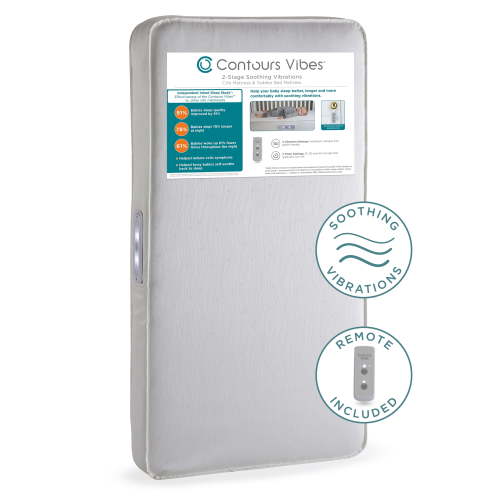 Contours Vibes 2-Stage Soothing Vibrations Baby Crib & Toddler Mattress with Remote, 201 Coil