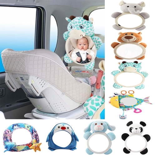 Visland Baby Car Mirror, Cartoon Shape Safety Car Seat Mirror for Rear Facing Infant with Wide Crystal Clear View, Adjustable Safety Seat Mirror for Kids