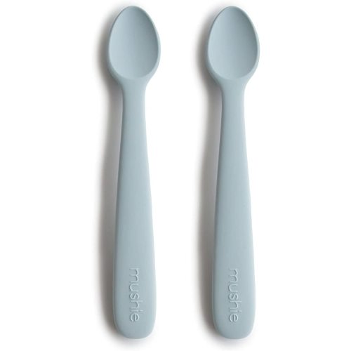 mushie Silicone Baby Feeding Spoons | 2 Pack (Powder Blue)