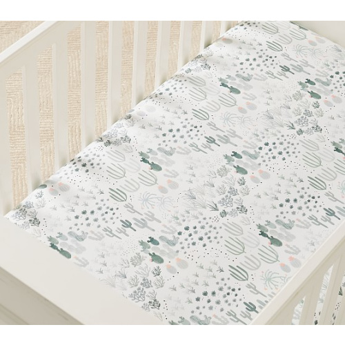 Organic Lennon Cactus Fitted Crib Sheet