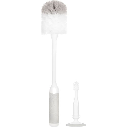 Ubbi Deluxe Baby Bottle Cleaning Set Includes a Nipple Brush with Suction Cup, Gray