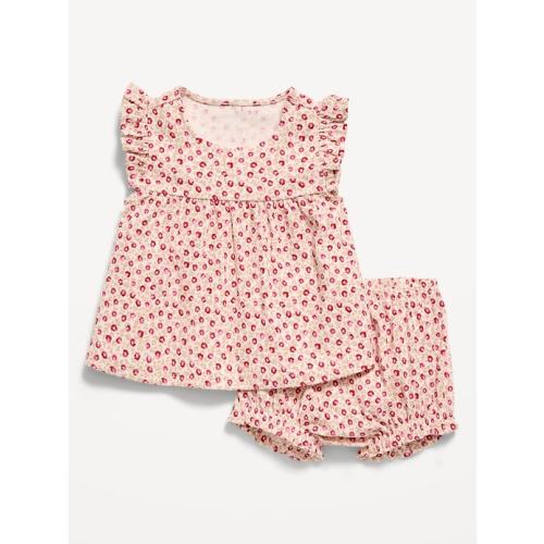Ribbed Flutter-Sleeve Top and Shorts Set for Baby