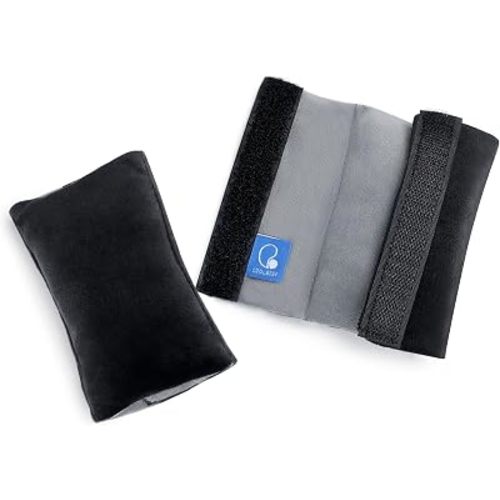 COOLBEBE Car Seat Straps Shoulder Pads for Baby Toddler, Infant Soft Seat Belt Covers for All Car Seats, Pushchair, Stroller, High Chair(Black&Grey)