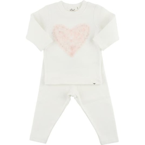 Ruffle Heart Pink Silver-Fleck Tulle Two Piece Set, 3-6M