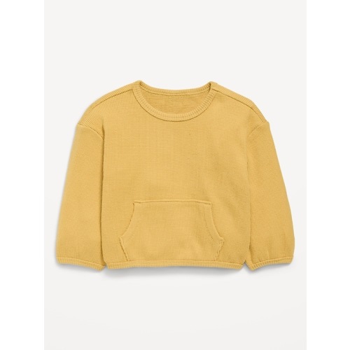 Long-Sleeve Waffle-Knit Pocket Sweatshirt for Baby