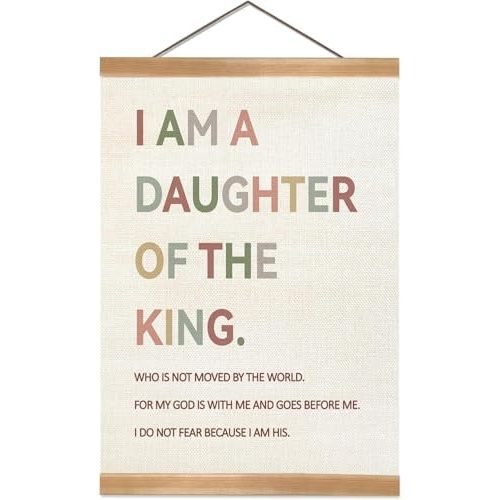ZTGDA I Am a Daughter of The King Wall Art, Christian Religious Bible Verse Wall Hanging for Nursery, Kids Room, Girls Room, Girls Bedroom, Playroom, Classroom Poster Decor (12x16 inch Daughter)