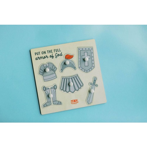 Armor of God Wood Puzzle with Scripture + Free Christian Sticker