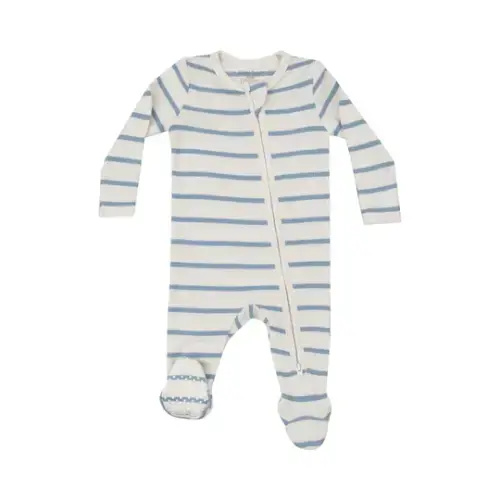 2 Way Zipper Footie - Modal Rib Stripe - Glacier Lake – Angel Dear