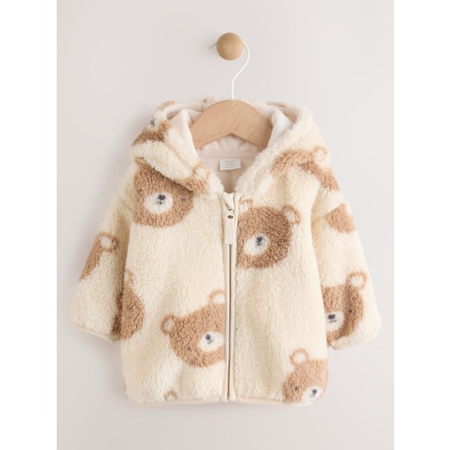 Natural Bear Face Fleece Zip Through Baby Jacket (0mths-2yrs)