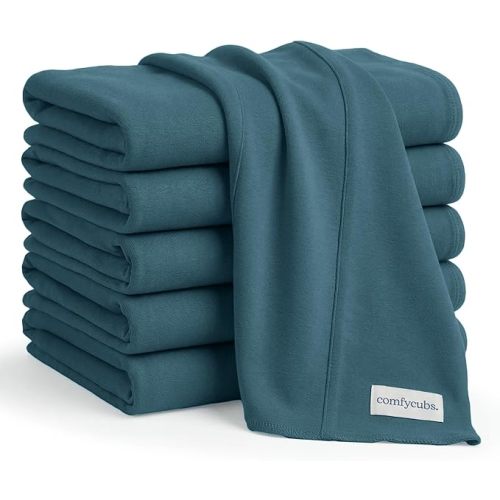 Comfy Cubs Baby Burp Cloths Set (Pack of 6) - Large, 6-Layer, Ultra Absorbent 100% Cotton for Infant Spit-Up, Drool, and Messes - Soft, Gentle, Thoughtful New Born Baby Gifts, Neptune