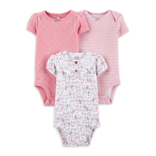 Child of Mine by Carter's Baby Girl Short Sleeve Bodysuits, 3-Pack