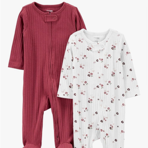 Simple Joys by Carter's Unisex Baby 2-Pack 2-Way Zip Textured Sleep and Play