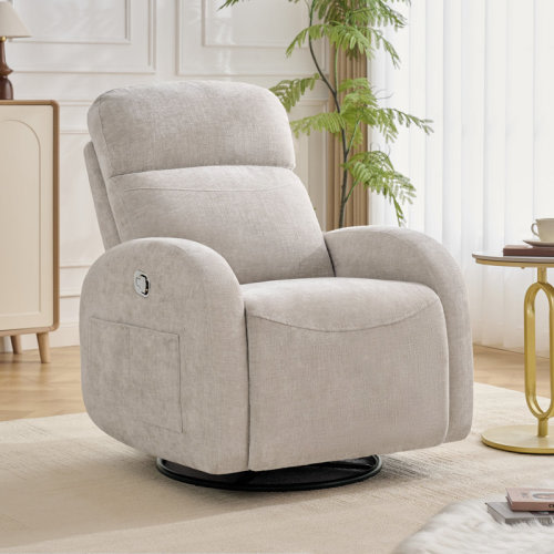 Latitude Run® Delba 37"Modern Upholstered Manual Swivel Rocker Glider Recliner Nursery Chair & Reviews | Wayfair