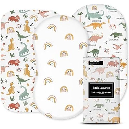 100% Organic Cotton Baby Bassinet Sheets 3-Pack - Fits Angelbliss, Maxi-COSI Iora/Swift, Papablic Baby Bassinet, YADAQE, Pamobabe, BIERUM & Fodoss - Breathable Rectangle Mattress (33"x20")