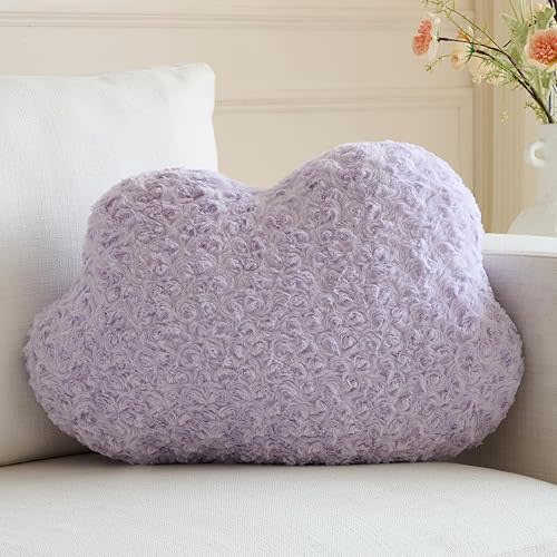 Cloud Pillow, Decorative Cloud Pillows for Couch Bed, Cozy Cloud Shaped Throw Pillow, Home Decor Throw Pillow for Bedroom Living Room(Lavender Purple, 19.6 X 15.7 Inches)