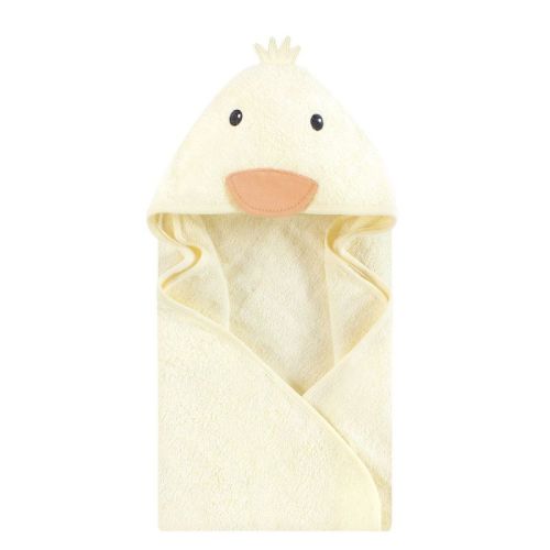 Hudson Baby Infant Cotton Poly Animal Face Hooded Towel, Little Duck, One Size