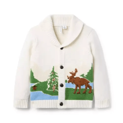 Boy Nutmeg Cream The Moose Cardigan by Janie and Jack