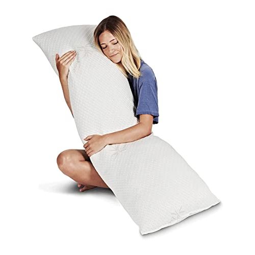 Snuggle-Pedic Body Pillow for Adults - White Pregnancy Pillows w/Shredded Memory Foam - Firm Maternity Side Sleeper Pillow for Adults - Long Cuddle Pillow for Bed - 20x54 Full Body Pillow
