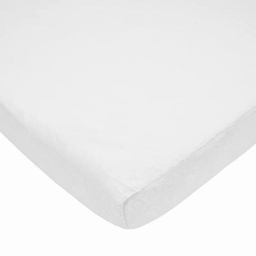 American Baby Company Heavenly Soft Chenille Fitted Mini Crib Sheet 24" x 38", Warm and Cozy Chenille Portable Sheet, White, for Boys and Girls, Fits Most Pack N Play Mattresses