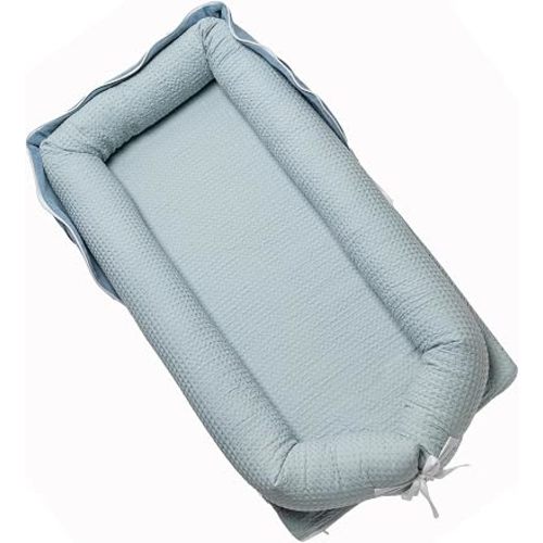 Infant Support Cushion-Baby Lounger 0-24 Months Portable,Baby Play Mat for Newborn Adjustable,Soft Organic Breathable Fabric & 3D Support Cushion for Home & Trave,Newborn Essentials(Blue)