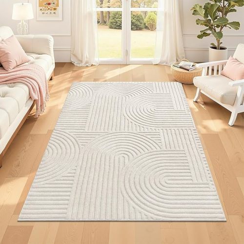 Pauwer 4x6 Washable Area Rugs for Living Room Modern Beige Solid Color Soft Fluffy Rugs for Bedroom Non Slip Boho Accent Indoor Mat Floor Carpet Cover for Kids Room Dining Room Kitchen Office, Beige